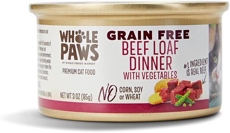Grain-Free Beef Loaf Wet Cat Food with Vegetables for Healthy Indoor Cats