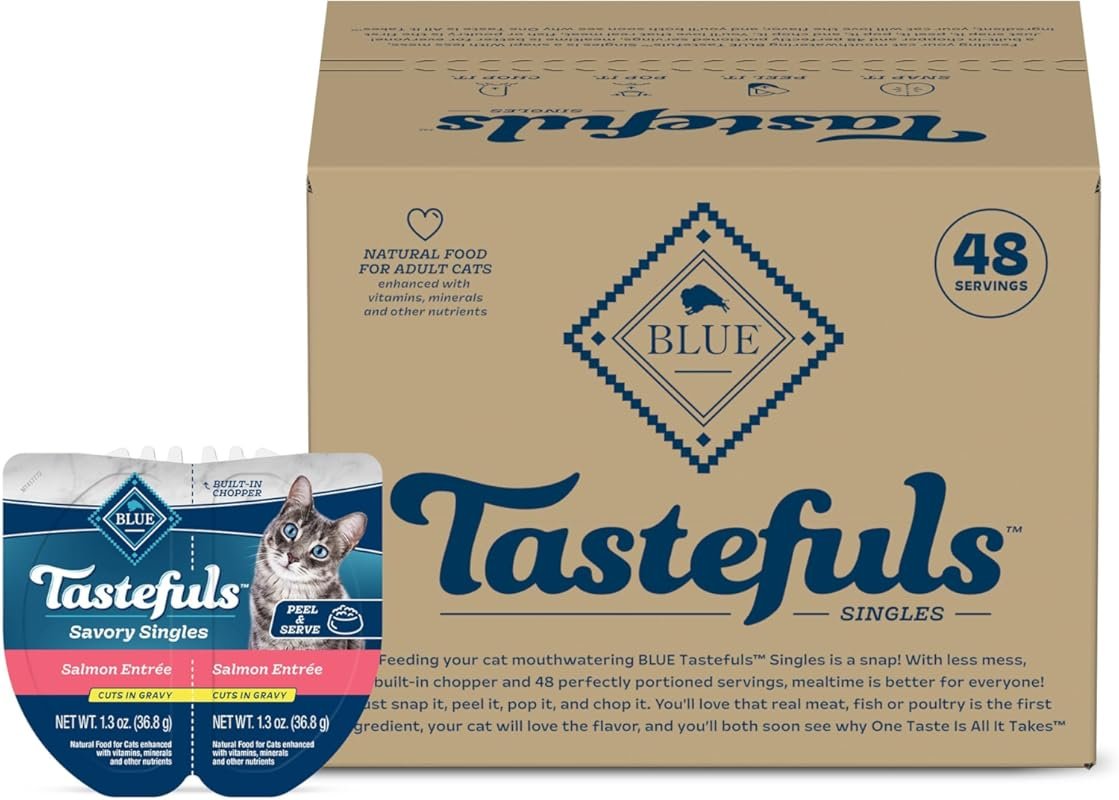 Blue Buffalo Tastefuls Natural Wet Cat Food with Salmon in Gravy for Indoor Cats