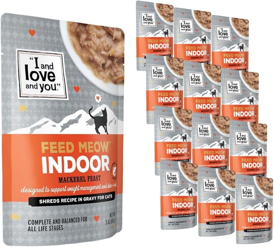 I AND LOVE AND YOU Feed Meow Indoor Wet Cat Food - Mackerel - Packed with Protei...