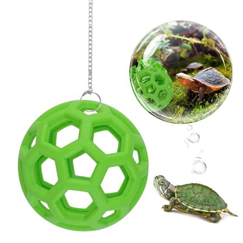 QVFHL Turtle Feeder Ball with Chain, Tortoise Treat Ball Toy