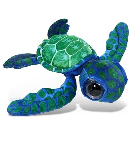 DolliBu Blue Sea Turtle Super Soft Stuffed Animal, 10 Inches