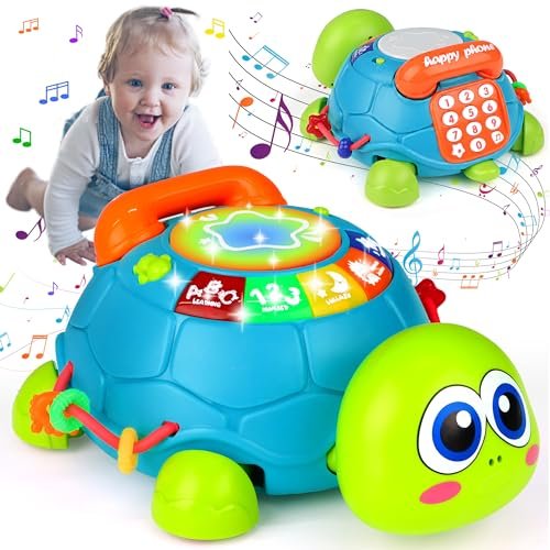 KWYZ Baby Toys 6-12 Months, Musical Turtle Crawling Tummy...