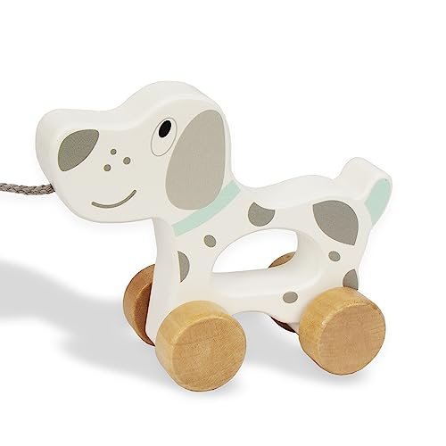 WoodenEdu Baby Toys Car,Wooden Pull Along Toddler Dog Toy
