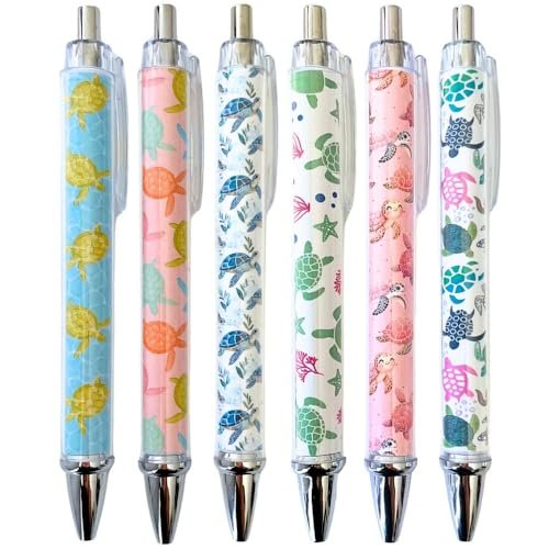 YJ PREMIUMS 6PC Turtle Pens Cute Turtles Ballpoint Pens