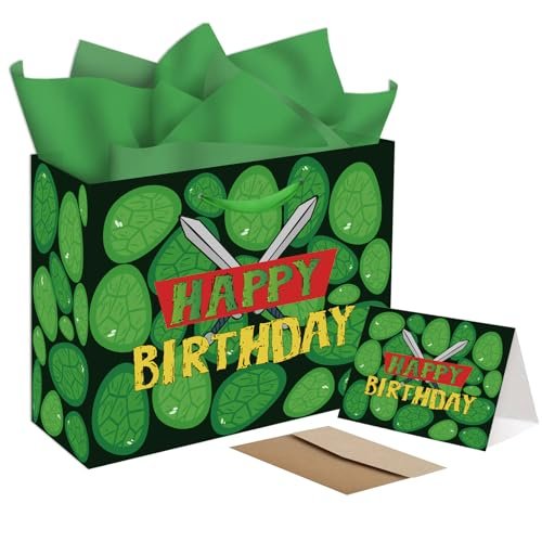 Turtle Gift Bag Set - Large Green Sea Turtle Birthday