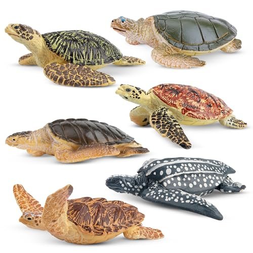 Toymany 6PCS Realistic Sea Turtle Figurines, Plastic Ocean...