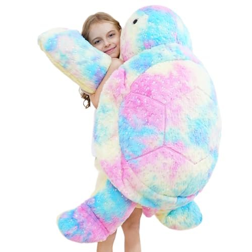 Jrystar Giant Sea Turtle Stuffed Animal, Large Rainbow...