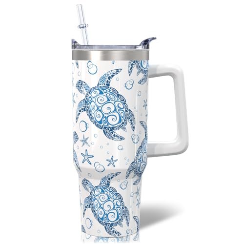 Mrazqev 30oz Stainless Steel Sea Turtle Tumbler Lid and...