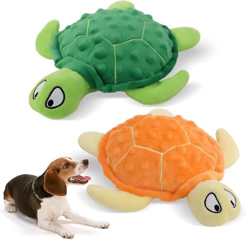 Adpartner Squeaky Toys for Dogs, 2 Pack Turtle Crinkle Plush