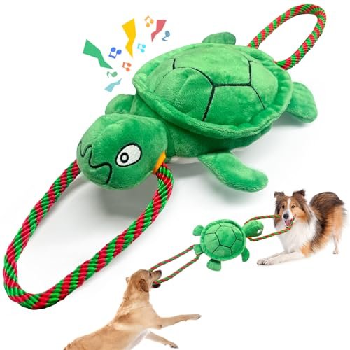 kachewlulu Large Turtle Dog Toys: Squeaky Dog Rope Chew Toy