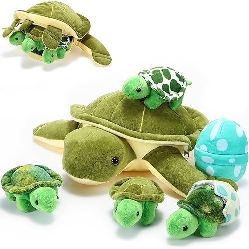 Aoriher 6 Pieces Sea Turtle Stuffed Animal with Babies