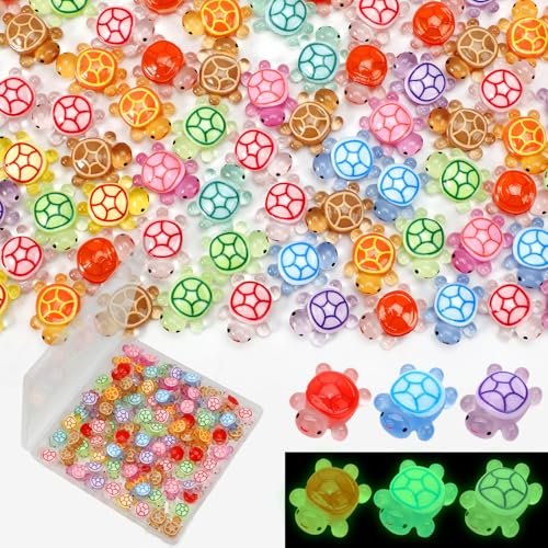100 Pcs Luminous Mini Resin Turtles, Tiny Fairy Garden Decor