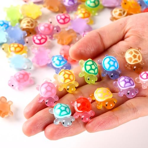 ysofun 70PCS Luminous Mini Resin Turtles, Resin Miniature...