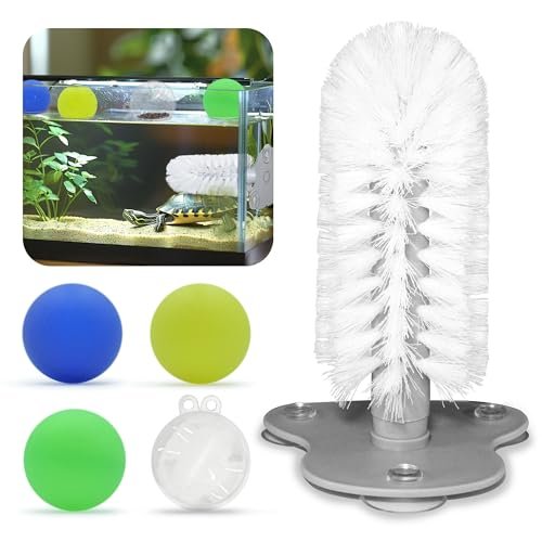 JJMOLLE Turtle Toys for Aquatic Turtle Tank Brush and Balls