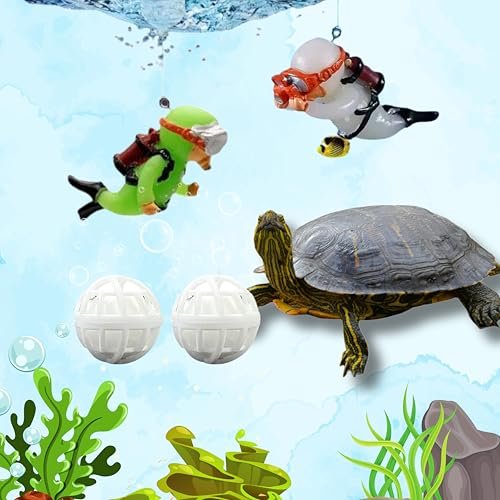 PurrrfectionPet 4 Pcs Turtle Tank Decorations and Luminous...
