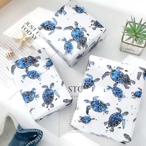 JarThenaAMCS 6 Sheet Sea Turtle Wrapping Paper Folded Flat