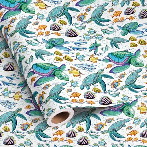 Vnaaem Sea Turtle Wrapping Paper Roll for Kids Birthday...