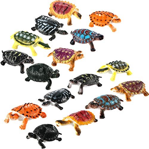 Bememo 16 Pcs Turtle Toys for Kids Small Plastic Figures