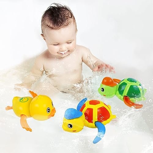 Cuterabit Baby Bath Toys, Floating Wind Up Turtle and Duck
