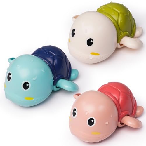 LiKee Bath Toys 3 Pack with 3 Colors Swimming Turtles