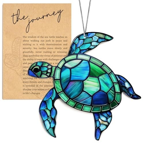 Sea Turtle Acrylic Suncatcher Ornament with Story Card,...