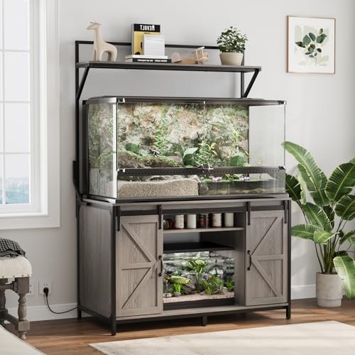 VOWNER Farmhouse Reptile Tank Stand with Power Outlet and...