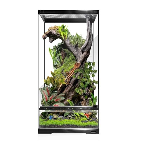 waazoorep 15 Gallon Tall Reptile Glass Tank with Drainage...