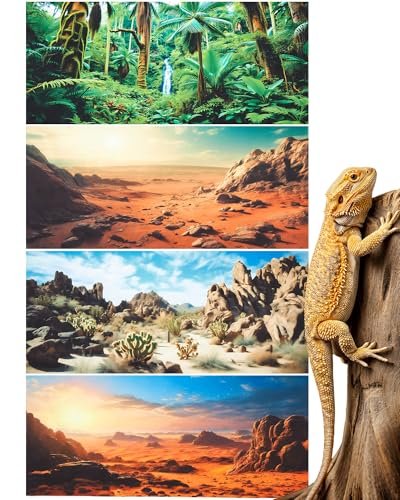 Breling 4 Pcs 36 x 18 Inch Reptile Habitat Background
