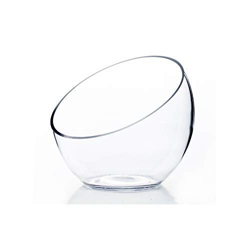 WGVI Clear Slant Cut Bowl Glass Vase, 7-Inch Opening