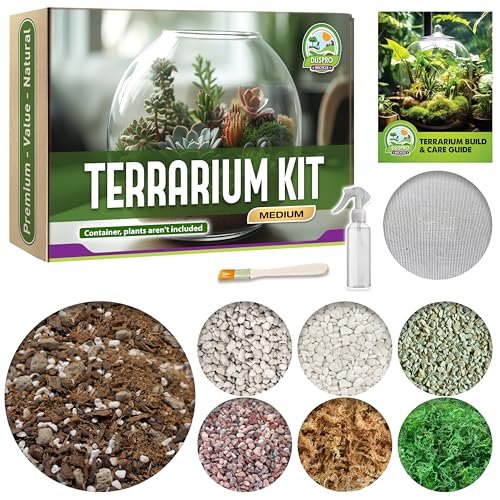 DUSPRO Recycle Terrarium Kit, Include Potting Soil, Moss,...