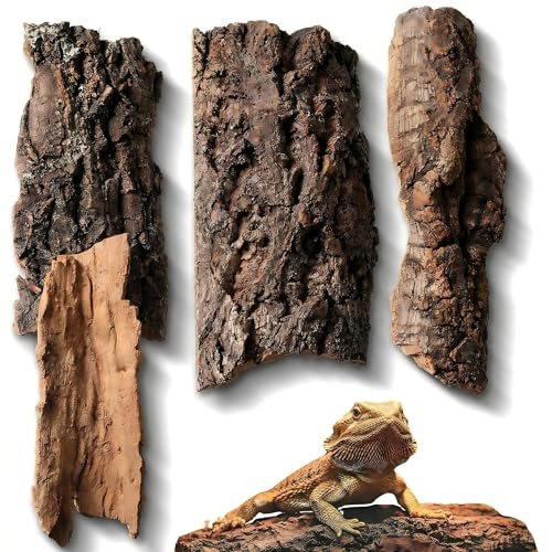 4pcs Reptile Bark Decor Wood, Natural Cork Terrarium Hides