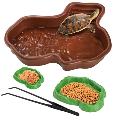 ZENFUN 4-Piece Tortoise Water Bowl Set with Ramp