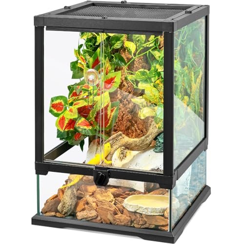 18x12x12 12 Gallon Glass Reptile Tank Front Opening...