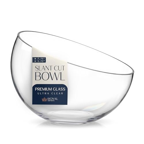 Royal Imports Clear Glass Slant Cut Tilted Bubble Ball Bowl