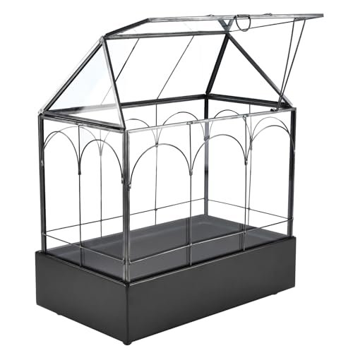 HighFree Glass Terrarium with Metal Tray, Glass Greenhouse...