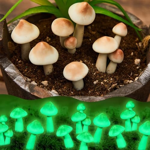 Taiyin 5 Pcs Luminous Mushroom Miniature Garden Outdoor...