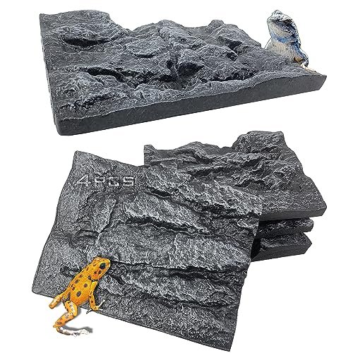 Sysmashing 4pcs Rock Terrarium Background,3D Reptile Tank...