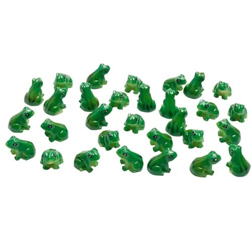 Exasinine 30 Pcs Resin Mini Frogs Green Miniature Figurines