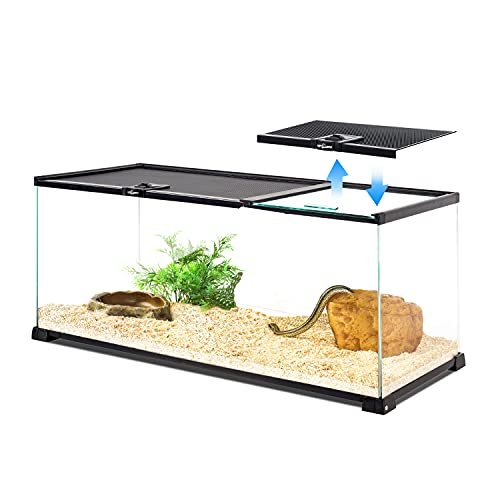 REPTI ZOO 20 Gallon Reptile Glass Terrarium with Sliding Top