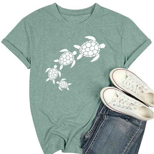 Turtle Shirts for Women Cute Sea Animals Graphic Tee
