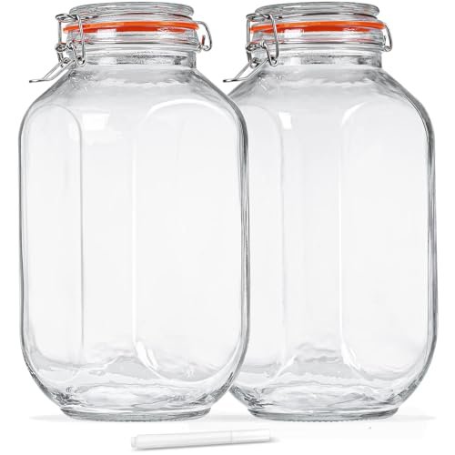 1 Gallon Square Glass Storage Jars with Airtight Lids
