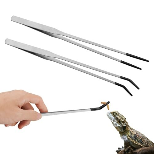 Novery 2PCS Stainless Steel Reptile Feeding Tongs with...