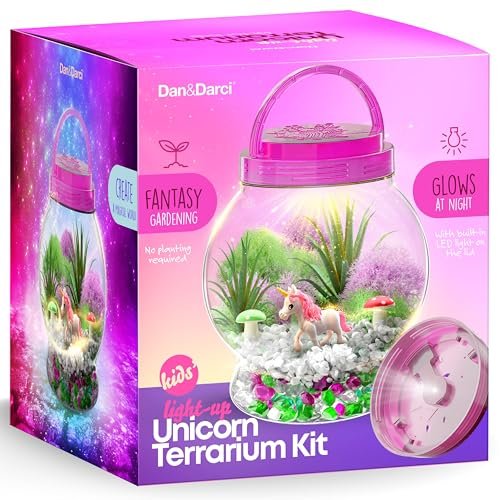 Dan&Darci Light-Up Unicorn Terrarium Kit for Kids Birthday...
