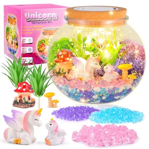 Unicorn Gifts for Girls - Light up DIY Terrarium Kit