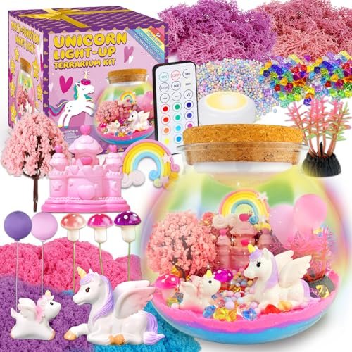 7july Unicorn Terrarium Crafts Kit for Kids-LED Night Light...