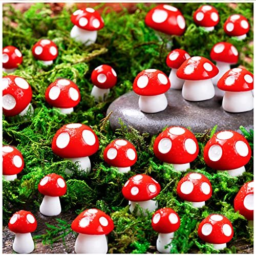 MGZTTHW 60pcs Mini Resin Mushrooms for Crafts Fairy Garden...