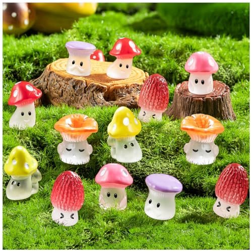 GDZRDFLH 24pcs Mini Mushrooms Cute Resin Tiny Fairy Garden...