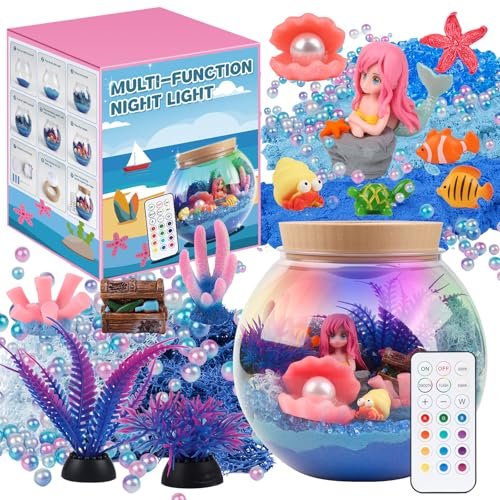 Mileonaim Mermaid Terrarium Kit for Kids - LED Night Light