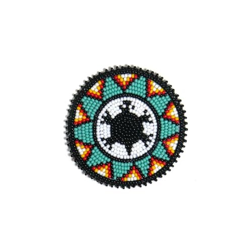 Handmade Beaded Rosette Medallion Patch Applique Native...