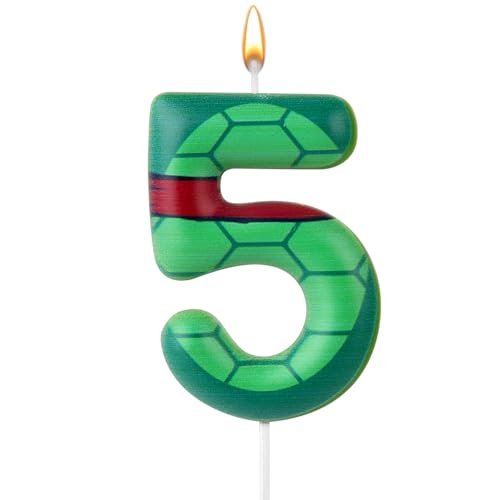 Turtle Shell Birthday Candle, Cartoon Turtle Themed Green...